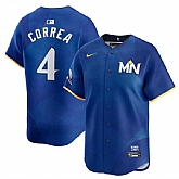 Men's Minnesota Twins #4 Carlos Correa Royal 2024 City Connect Limited Stitched Jersey Dzhi,baseball caps,new era cap wholesale,wholesale hats